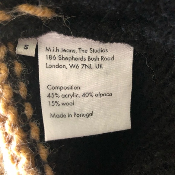 M.I.H Wool & Alpaca Blend V-Neck Striped Sweater Size Small - Picture 4 of 4